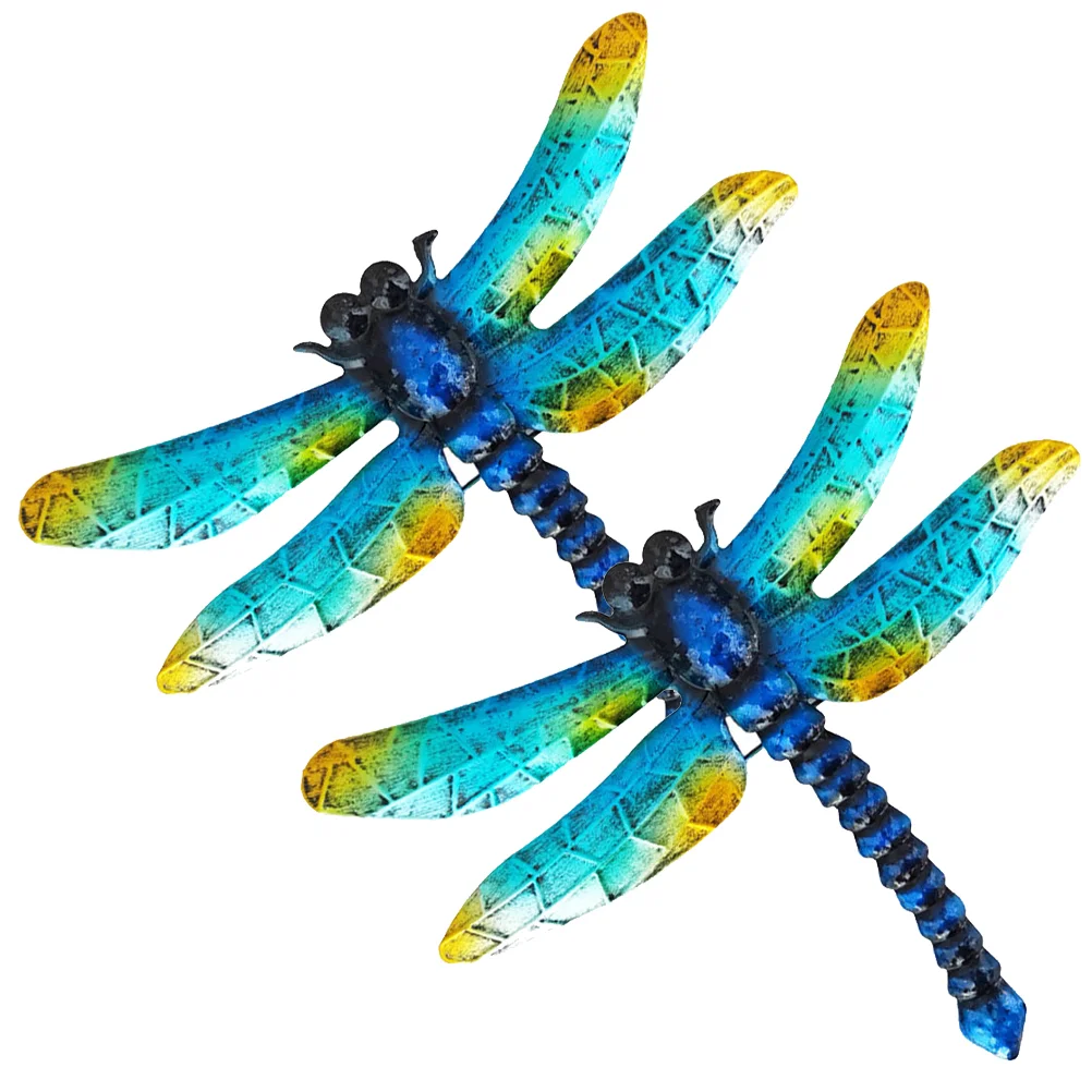 

Wall Dragonfly Decor Decorations 3D Metal Iron Garden Outside Figurines Inspirational Model Animal Sculptures Sculpture Outdoor