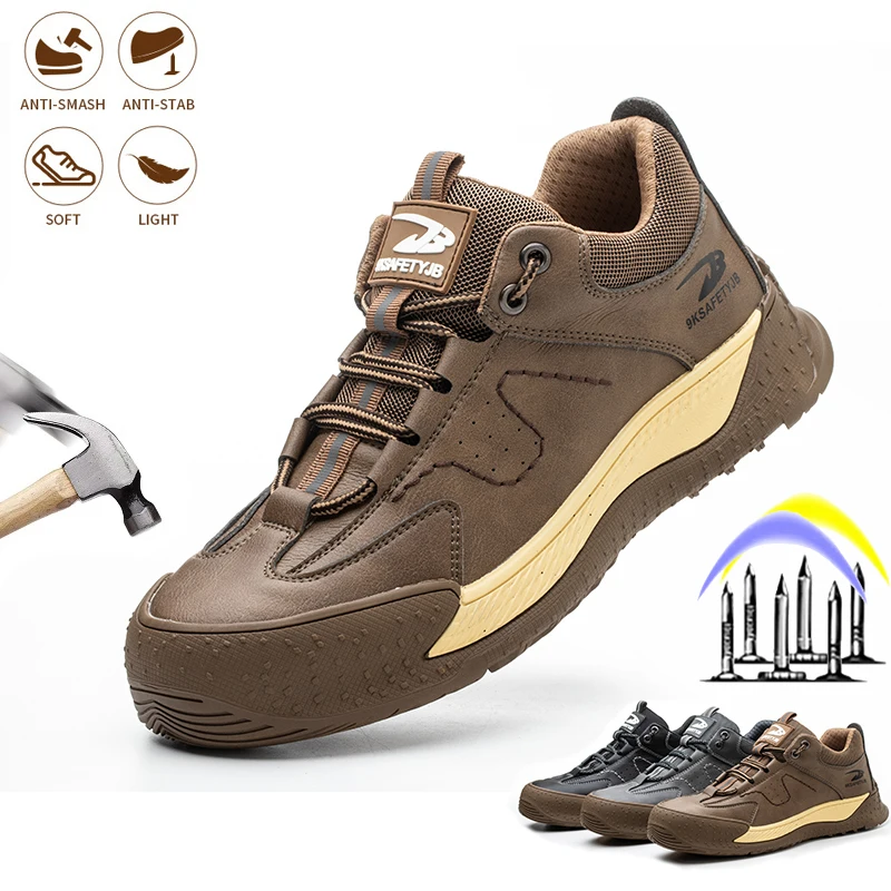 

Indestructible Work Boots Steel Toe Cap Men Safety Shoes Light Puncture-Proof Anti-smash Non-slip Security Protective Sneakers