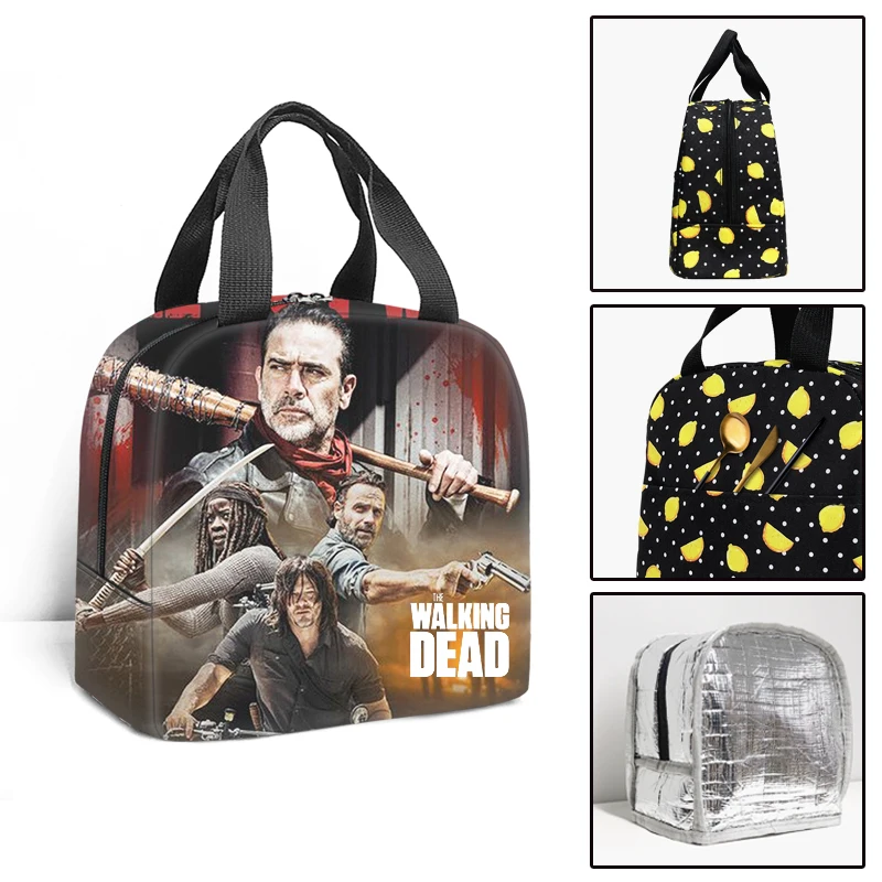 The Walking Dead Portable Cooler Lunch Bag Kids Student Thermal Insulated Food Bag Travel Picnic Lunch Box for Men Women