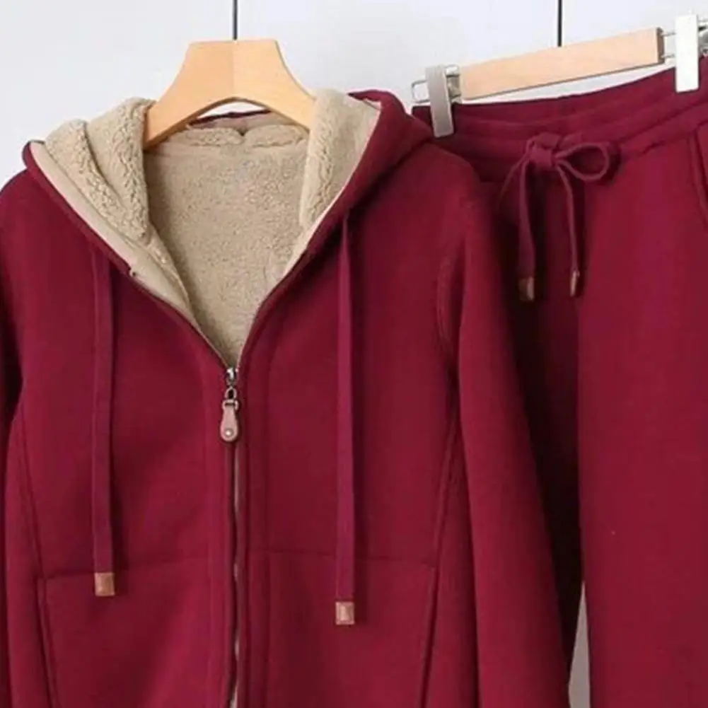 2 шт./компл. женское пальто брюки костюм с капюшоном и длинным рукавом толстая