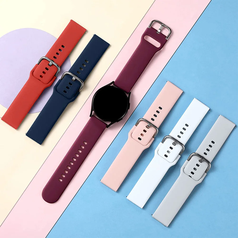 Ремешок силиконовый 20 мм для Samsung Galaxy Watch 4/5 44 40 и 5 Pro 45 классический браслет часов 4