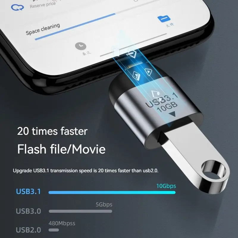 Металлический адаптер USB C 3 1 OTG 10 Гбит/с для быстрой передачи данных Type-C 3A зарядный