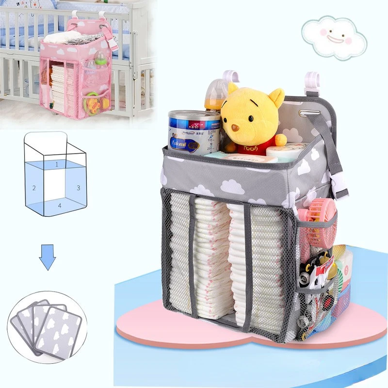 

Baby Crib Organizer Bed Hanging Storage Bag Foldable Nursing Stacker Caddy Bag Kids Essentials Bedding Set Cot Diaper Organizer