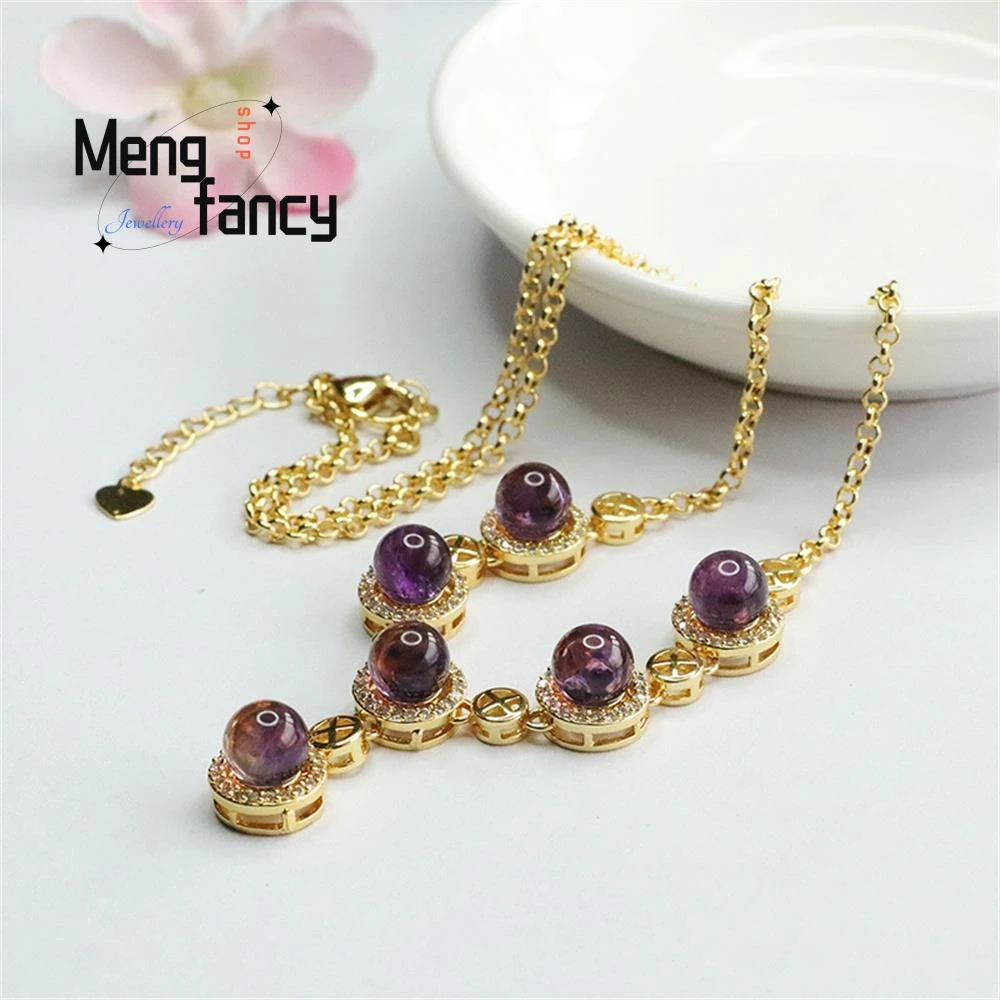 Изысканное ожерелье из натурального аметиста набор цветов модные ювелирные