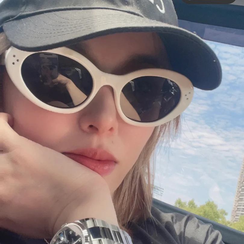 

Oval sunglasses women acetate frame women sunglasses retro style grey lens lady eyewear