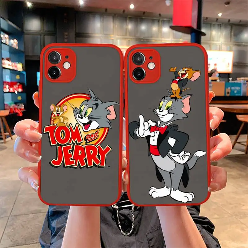 Купи Classic Tom and Jerry Phone Case For iphone 14 Plus 13 12 11 Pro Mini Max XS X XR Matte Transparent Light Red Cover за 138 рублей в магазине AliExpress