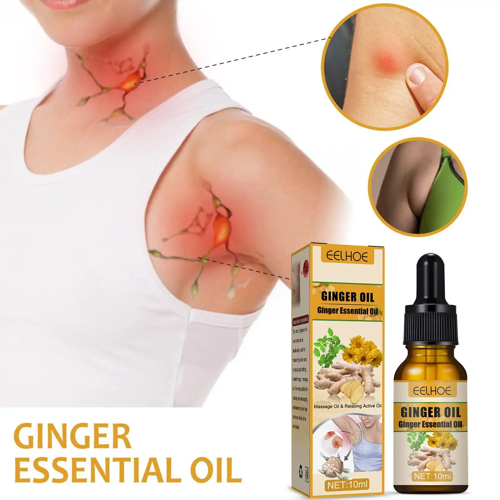 

5PCS 10ML Ginger Slimming Essential Oil Slimming Fat Oil Massage Mass Wholesale H1O7