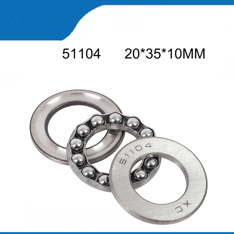 

51104 High Quality Pratical Plane Thrust Bearings Metal Axial Ball Bearing 2/4PCS 51104 (20*35*10MM) 3Part Series (ABEC-1)