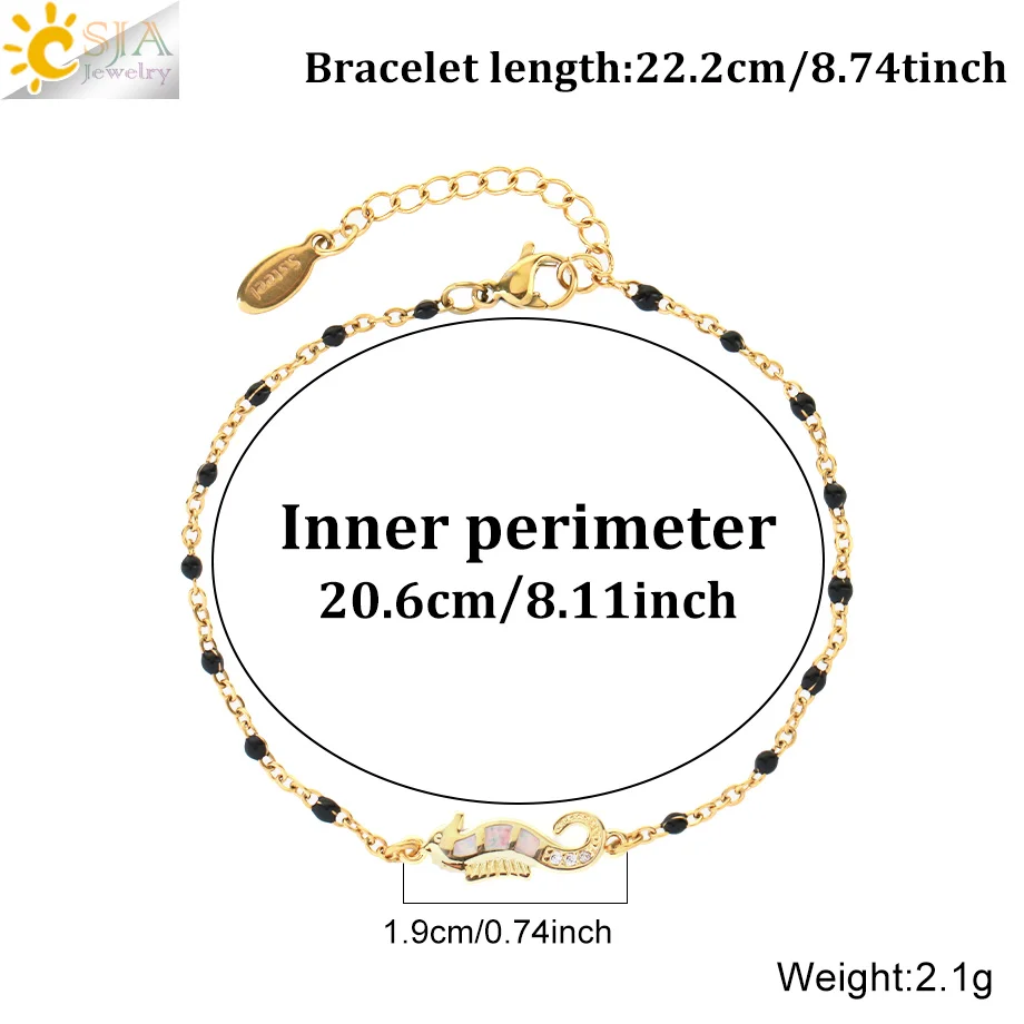Женский браслет из нержавеющей стали CSJA изящный золотого цвета с бусинами
