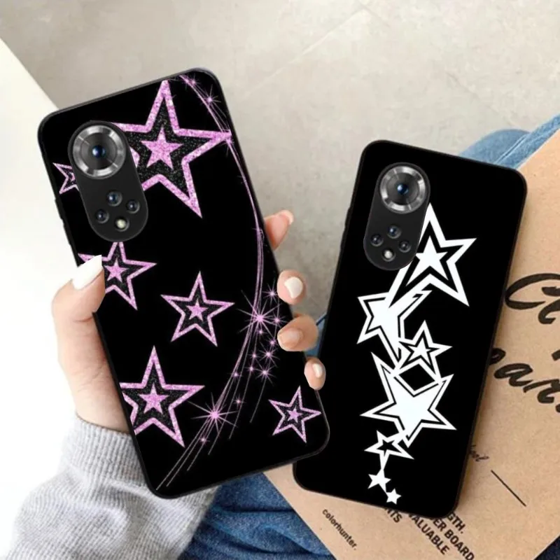 Эстетический чехол для телефона Y2K со звездами Honor 70 50 20 7S X9 X8 X7 Magic 4 3 Pro черный