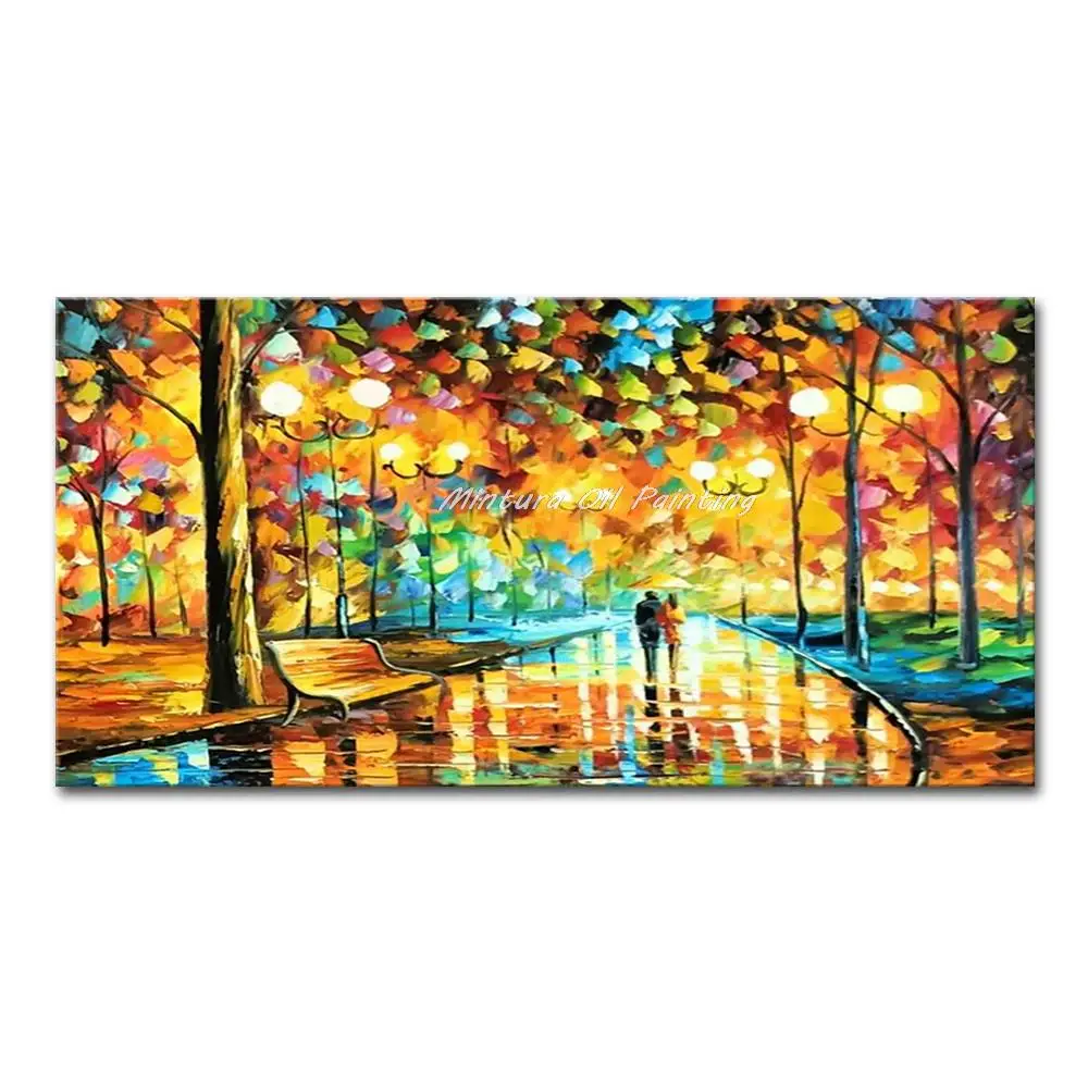 

Mintura Large Size Handmade Artwork Handpainted Oil Paintings On Canvas The Forest Corridors And Lovers Home Decoration Wall Art