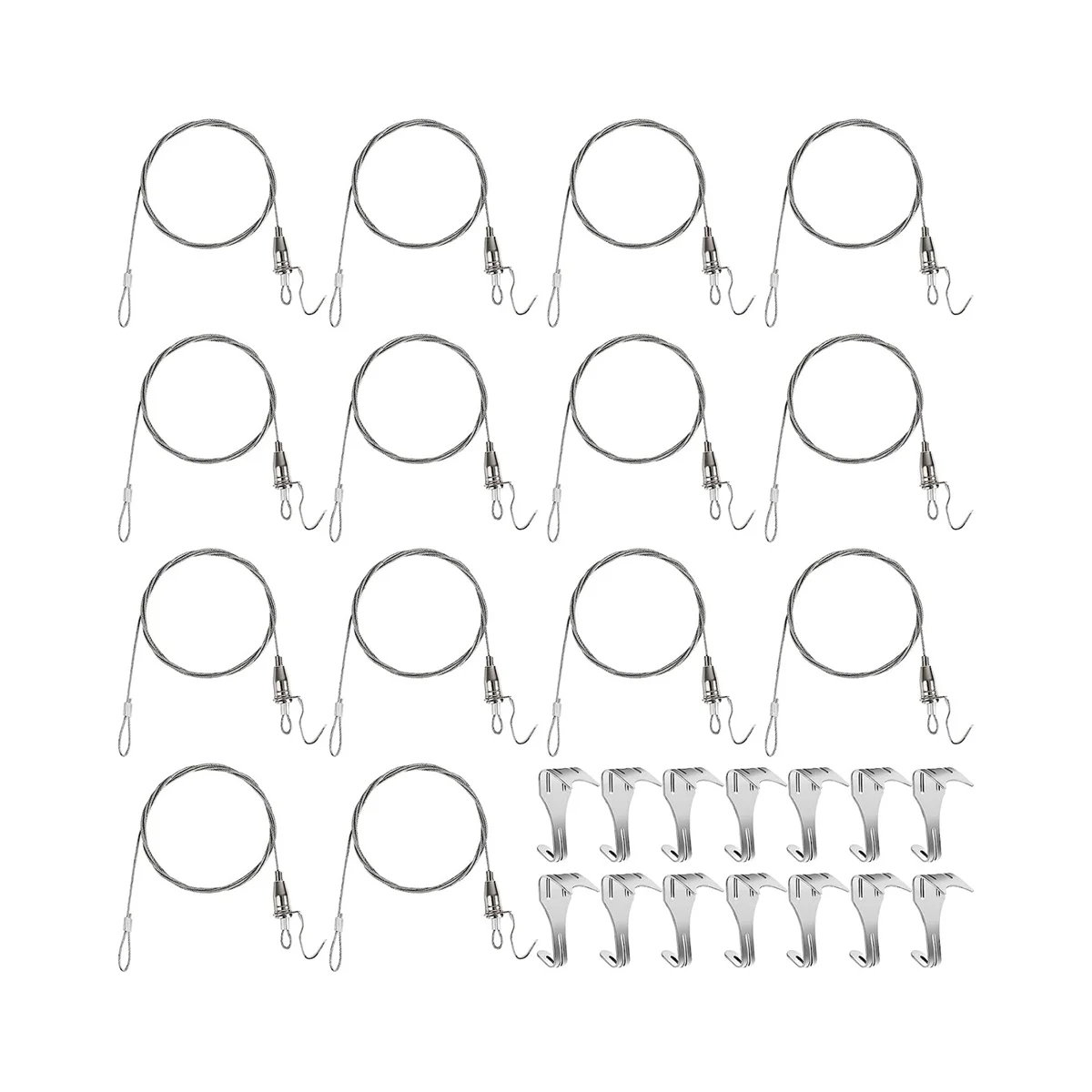 

Sturdy Picture Rail Hanging System 88 Lb (40 Kg) Max Load Capacity Adjustable Wire Hooks Kit 3Ft Length Cable with Loop