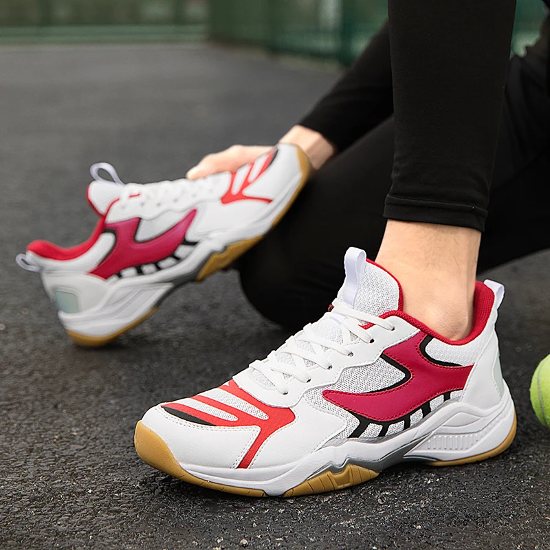 Men's and Women's Professional Tennis and Volleyball Shoes Plus Size 36-46 Women's Badminton Sneakers Comfortable Training Shoes