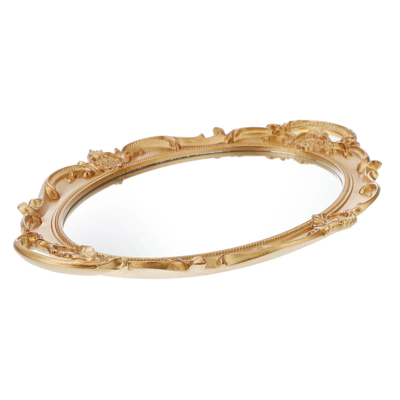 

Tray Mirror Storage Perfume Decorative Organizer Vintage Jewelry Oval Plate Vanity Holder Bathroom European Trays Dish Wall Ring