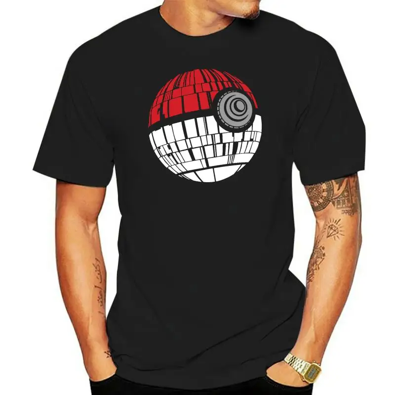 

Camiseta de algodón con estampado de estrella de la muerte para hombre, camisa de manga corta con estampado de Pokeball, diseño