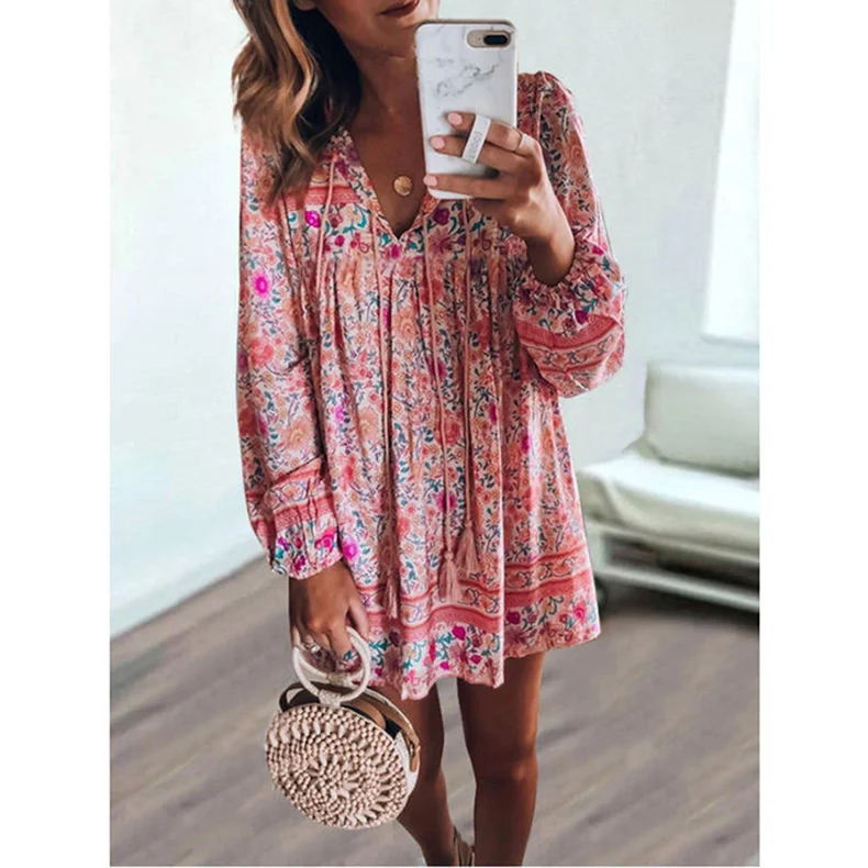 

2023Elegant casual slim dress,New summer print skirt dress om9047