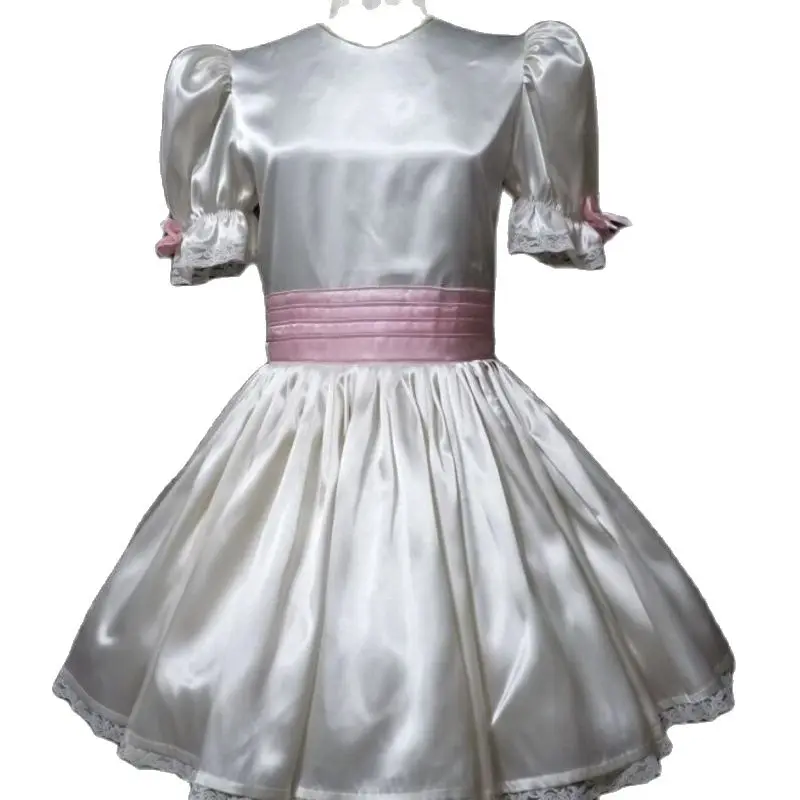 

French Adult Sissy Classic Dress with Distinctive Belt and Butterfly Maid Knot Custom Can Be Customized