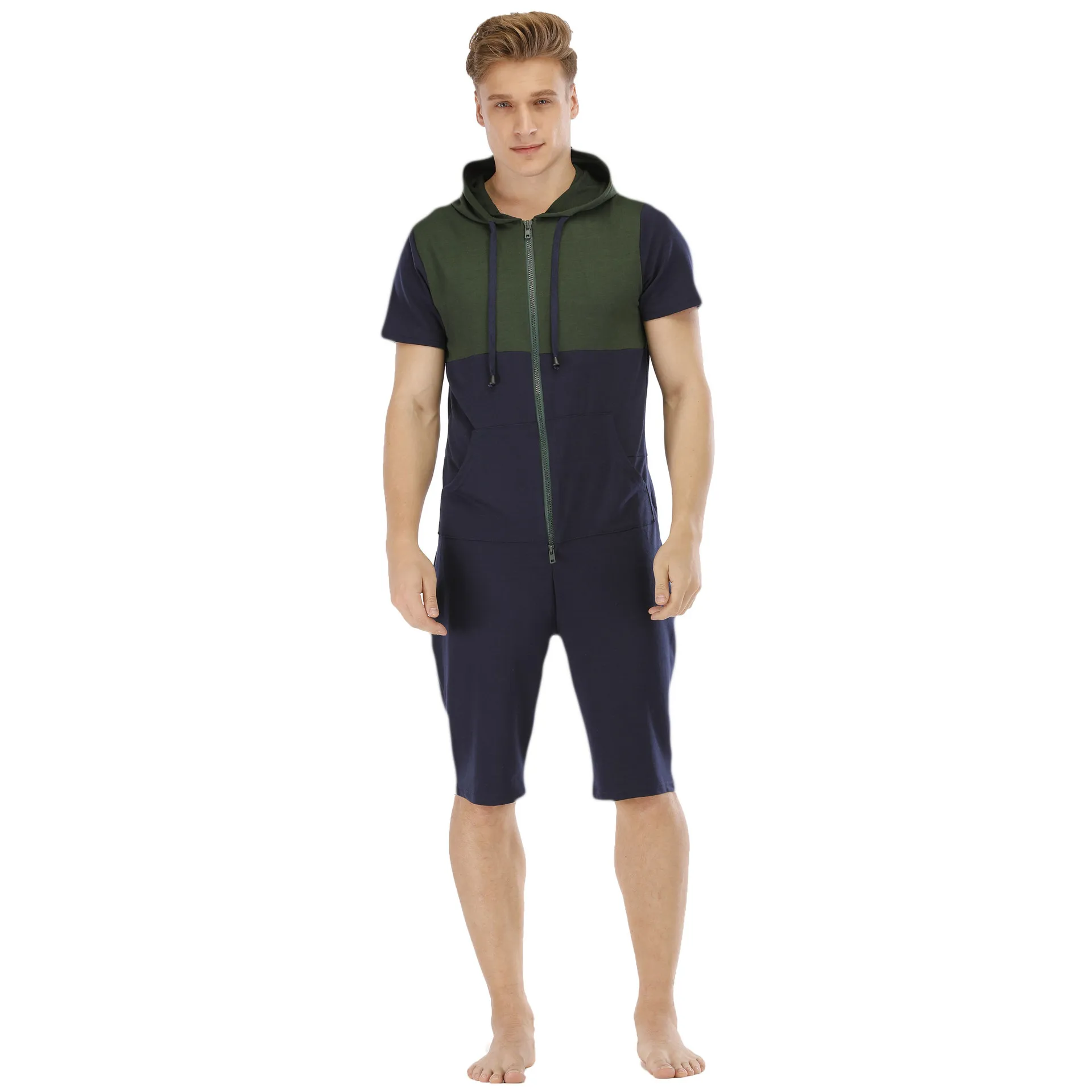 Sleepwear for Men Pajamas Hoodies Robe Short Sleeve Sweater One Piece Zipper Mens Onesie Homewear Sportswear Pijamas Hombre
