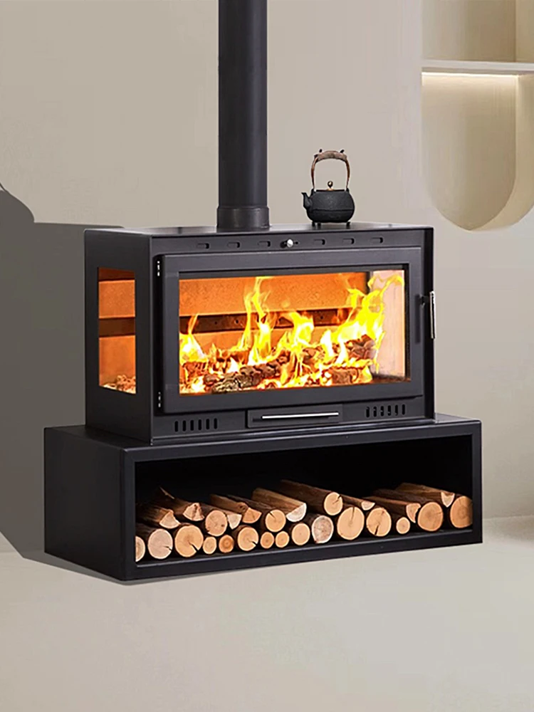 Камин реальный огонь дровяная печь домашняя с подогревом самосборный дом