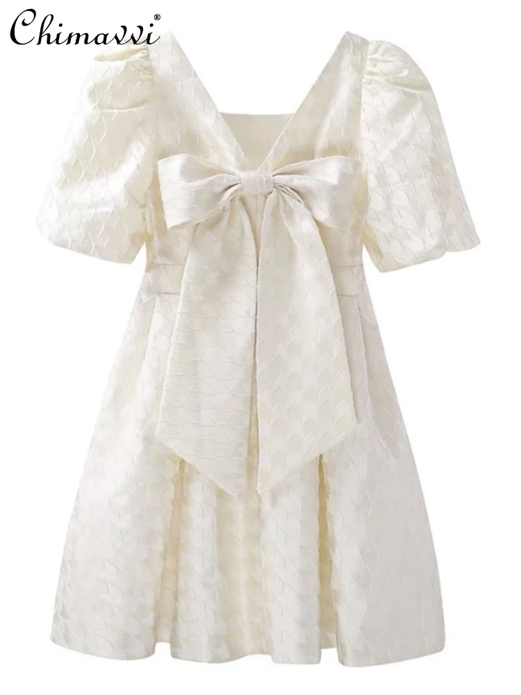 Женское Двухстороннее платье с квадратным вырезом элегантное белое короткое