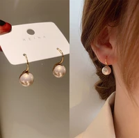 pearl ear hook jewelry sexy women stainless steel earrings simple refinement minority design korean fashion trend wild eardrop