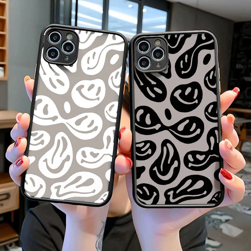 

Funny Trippy Smiley Face Phone Cases for iphone 11 12 13 14 Pro Max 6s 7 8 Plus SE2 X XS MAX XR Hard Matte Back Shockproof Cover