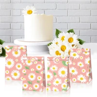 lb181 12pcs cartoon autumn flower small daisy theme birthday party candy packing kraft paper gift bags baby shower party decors
