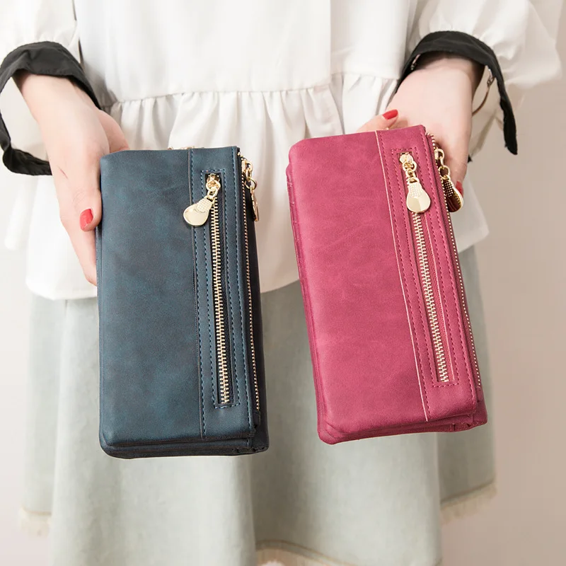 

New Women Leather Wallet Female Purses Big Capacity Hasp Zipper Purse Ladies Long Wristlet Clutch Coin Card Holders Portfel Dams