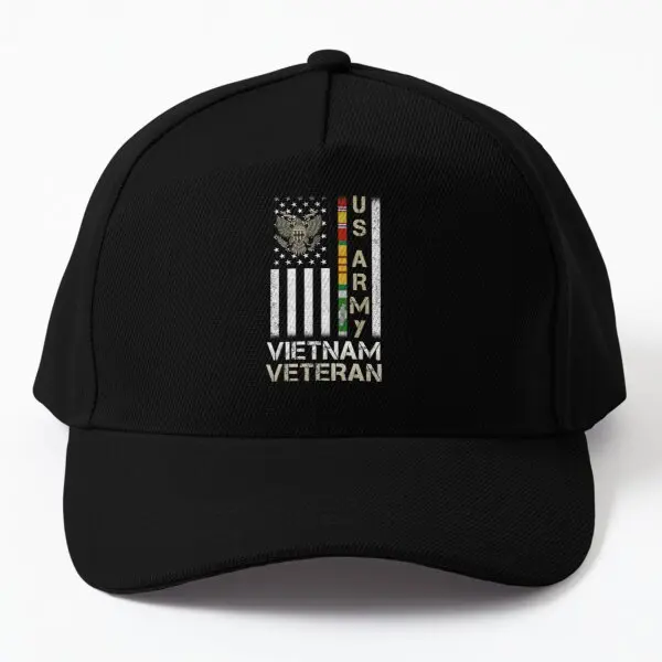 

Us Army Vietnam Veteran Usa Flag Shirt Baseball Cap Hat Printed Casual Czapka Bonnet Fish Sun Solid Color Women Black Snapback
