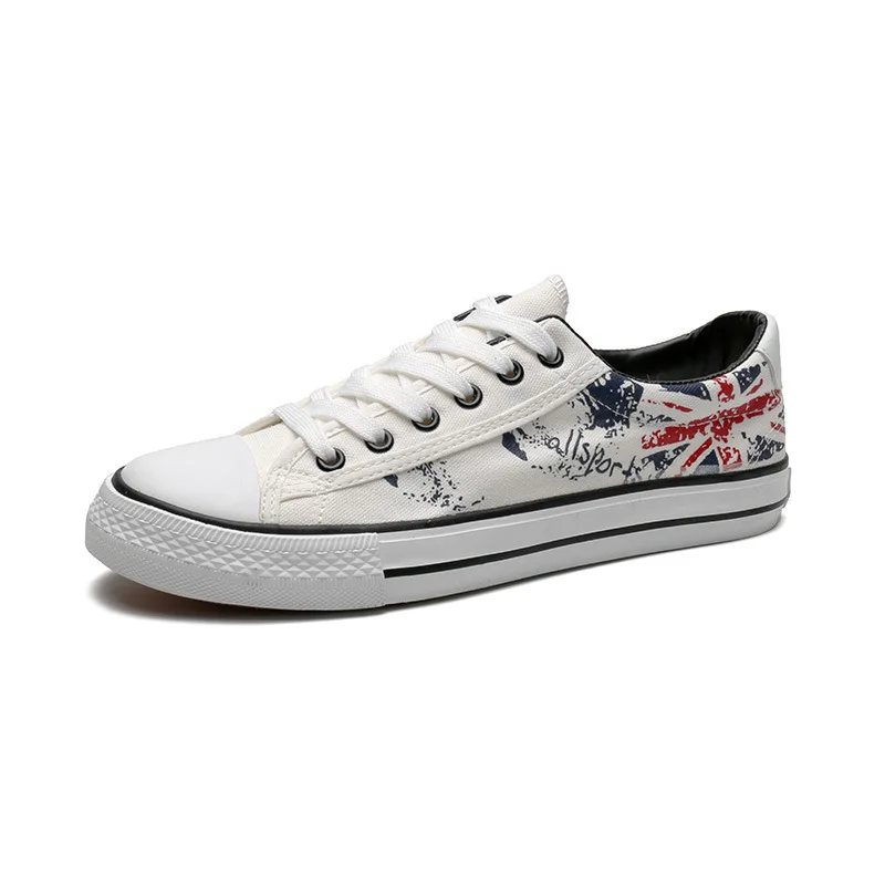 

Men Vulcanize Flat Canvas Shoes Fashion Graffiti Lace Up Autumn Spring Men's Casual Sneakers Non-slip Breathable Comfortable