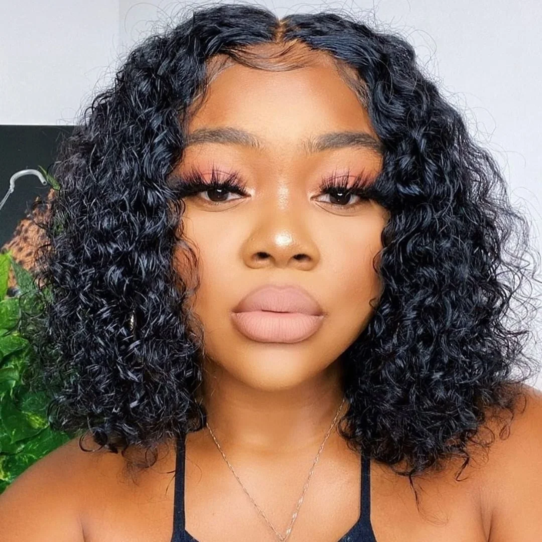 Cranberry Hair Brazilian Water Wave Short Bob Lace Front Wigs For Black Women Remy 4x4 Lace Closure Wig Pre Plucked Hairline