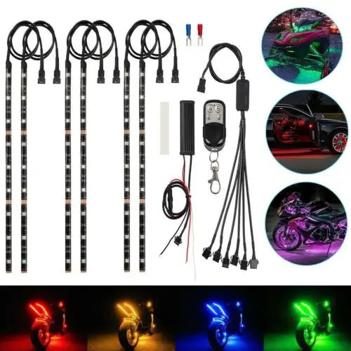 

6pcs Motorcycle Led Lights with Remote Control Wireless 18 Color Neon Lighting Strips Set Motorcycle Supplies motorcycle