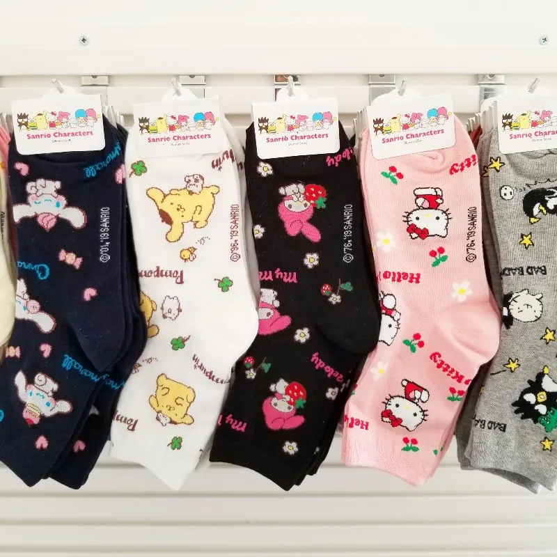 

Anime Sanrioed Kawaii Mymelody Kuromi Cinnamoroll Cartoon Cute Soft Stockings Comfortable Cotton Socks Toys for Girls Gift