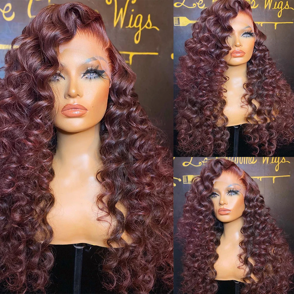

T Part Burgundy Loose Deep Wave Lace Front Wig Preplucked Colored Human Hair Wigs Bleached Knots Human Hair Wigs For Black Women