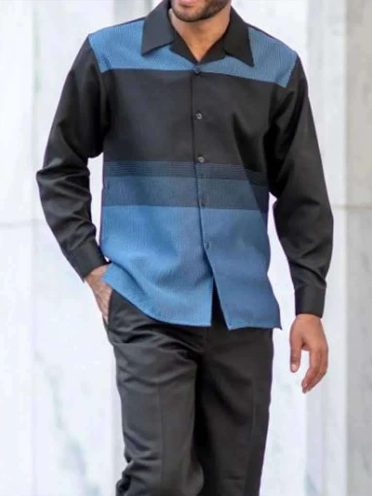 Men's Suit 2022 Men's Long Sleeve Shirt+Zipper Suit Pants Two-piece Street Outdoor Leisure Walking Suit Set Autumn New