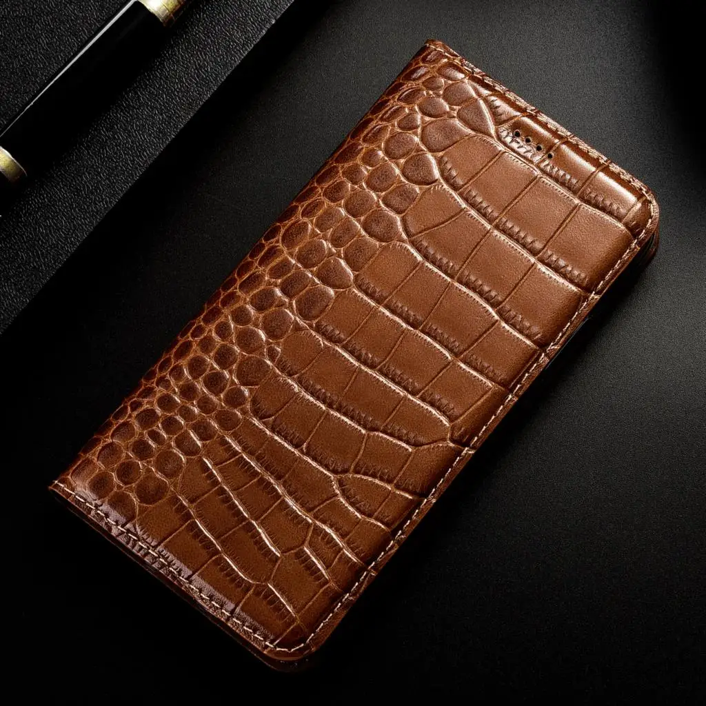 

For Huawei Honor X10 X20 SE X30 X30i X40 X40i X5 X6 X6S X7 X7A X8 X9 X9A Max 4G 5G Case Crocodile Genuine Leather Flip Cover