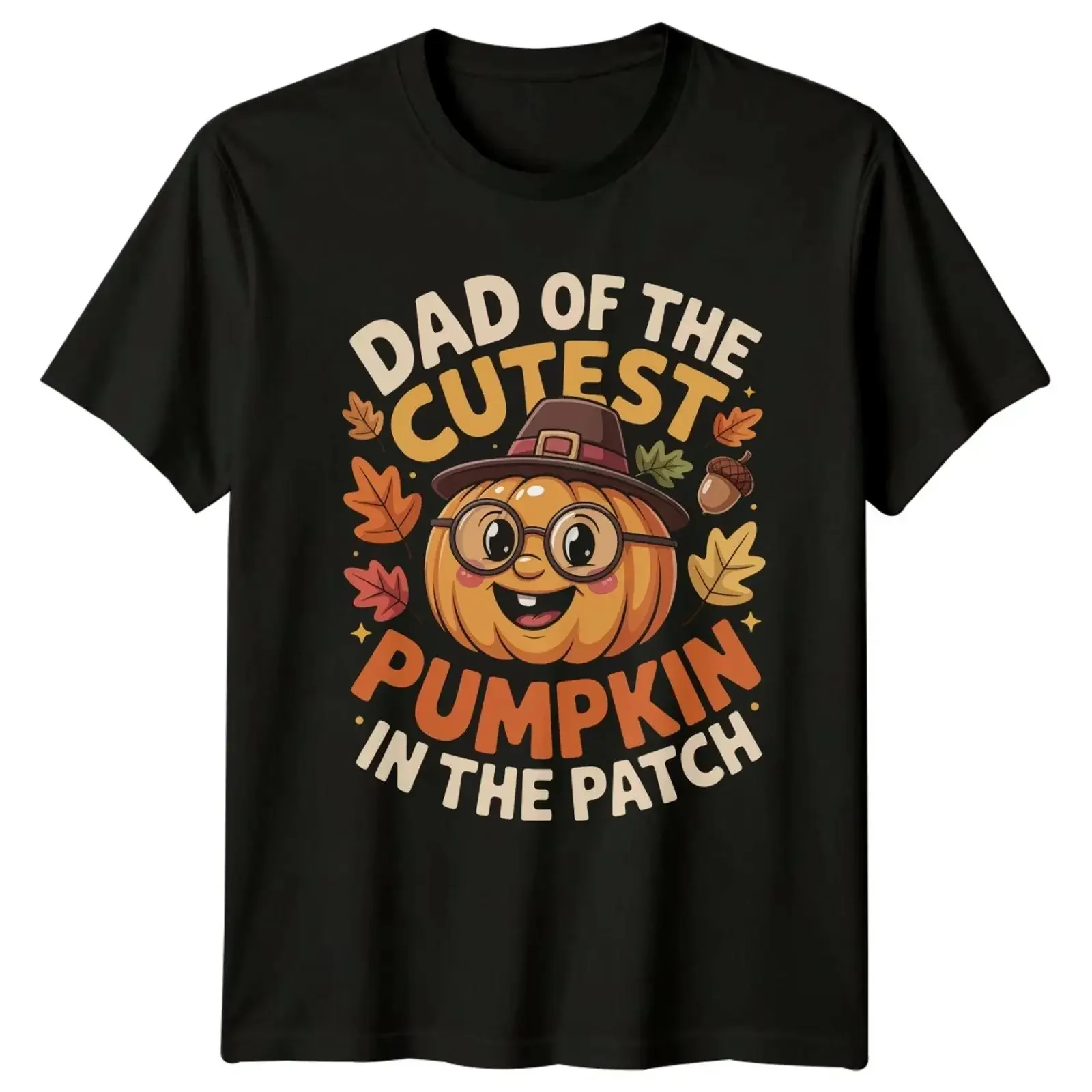Фото Мужская футболка «Papa Of The Cutest Pumpkin» для отцов на Хэллоуин, винтажная, с эффектом потертости, в стиле стритвир, для повседневной носки №1