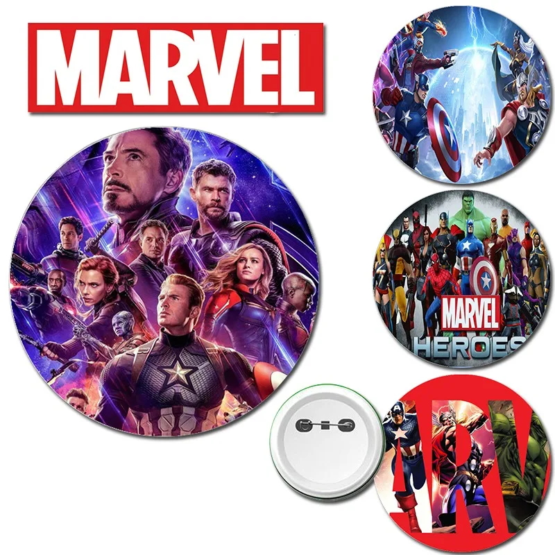 Жестяной значок с героями Марвел