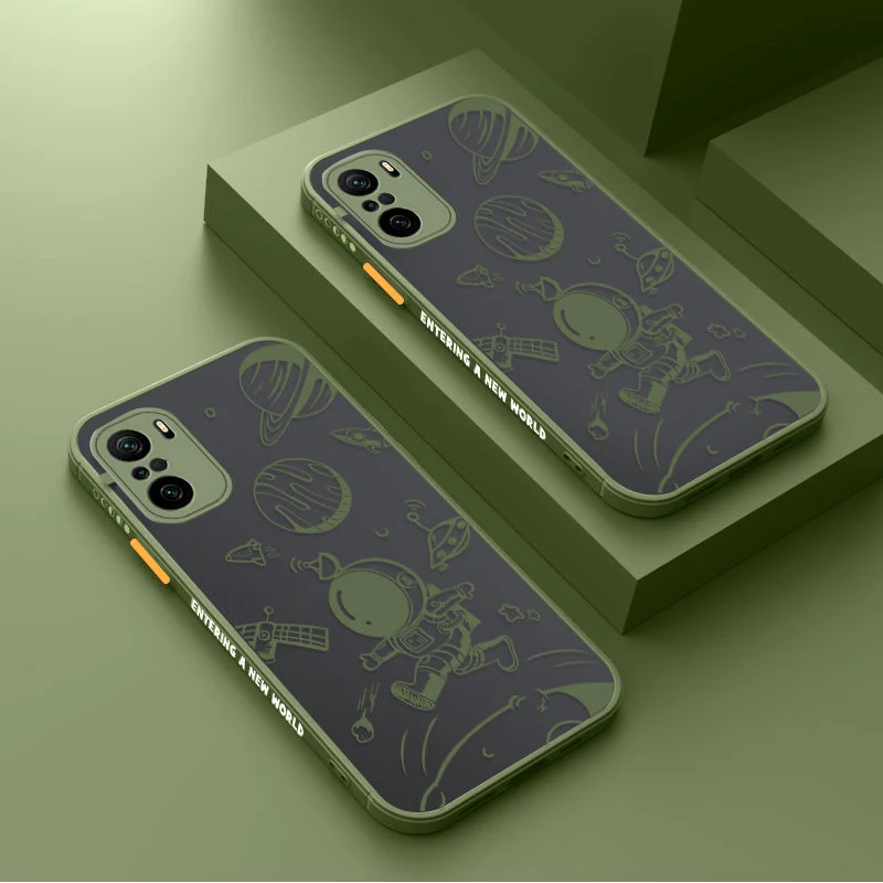 

Cute Astronaut Phone Case For Xiaomi Redmi Note 10 4G 9 8 11 Pro Max 10S 9S POCO F3 X3 NFC Pro Transparent Hard Matte Back Cover