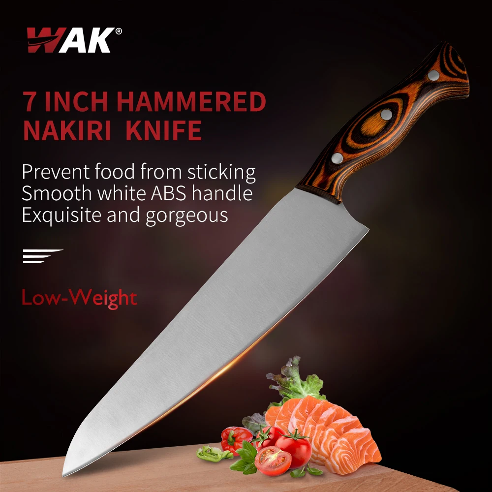 

WAK 8'' Asian Cooks Kitchen Chef Knife Anti-corrosion, Wear-resistant Stainless Steel Blade with Full Tang Pakka Wood Handle
