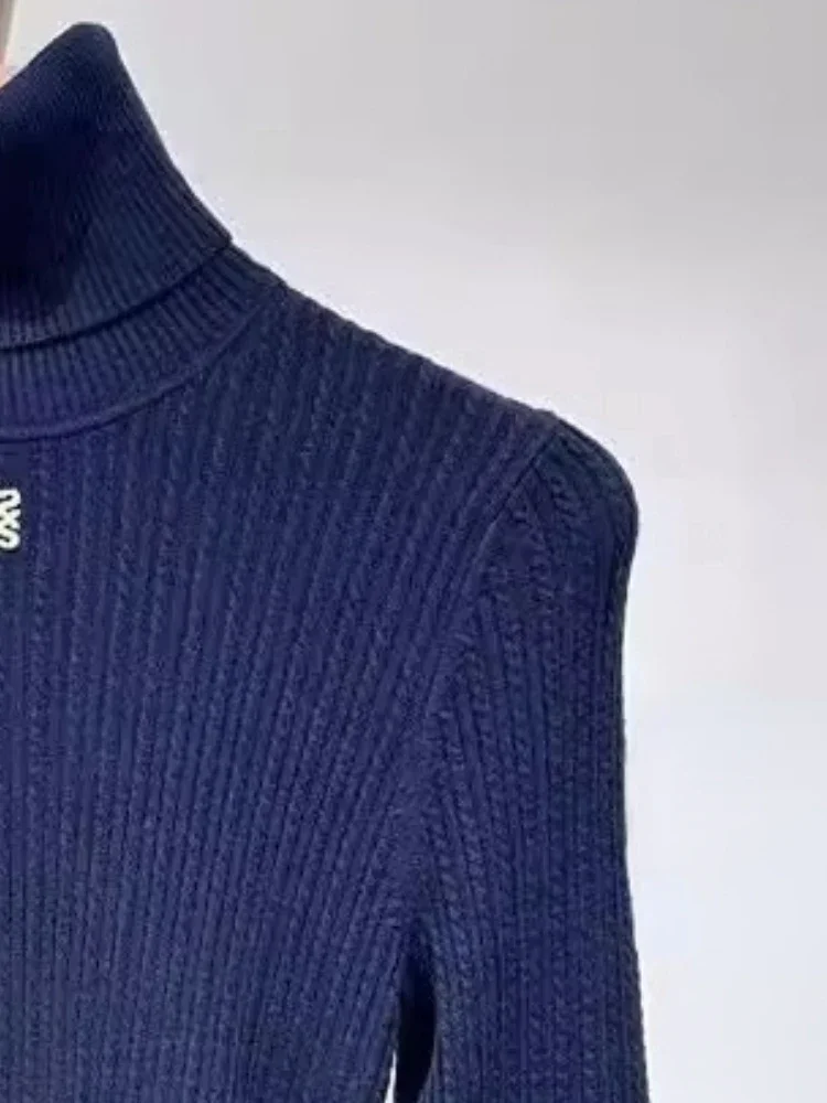 Популярный французский SA осенне-зимний новый облегающий однотонный вязаный топ