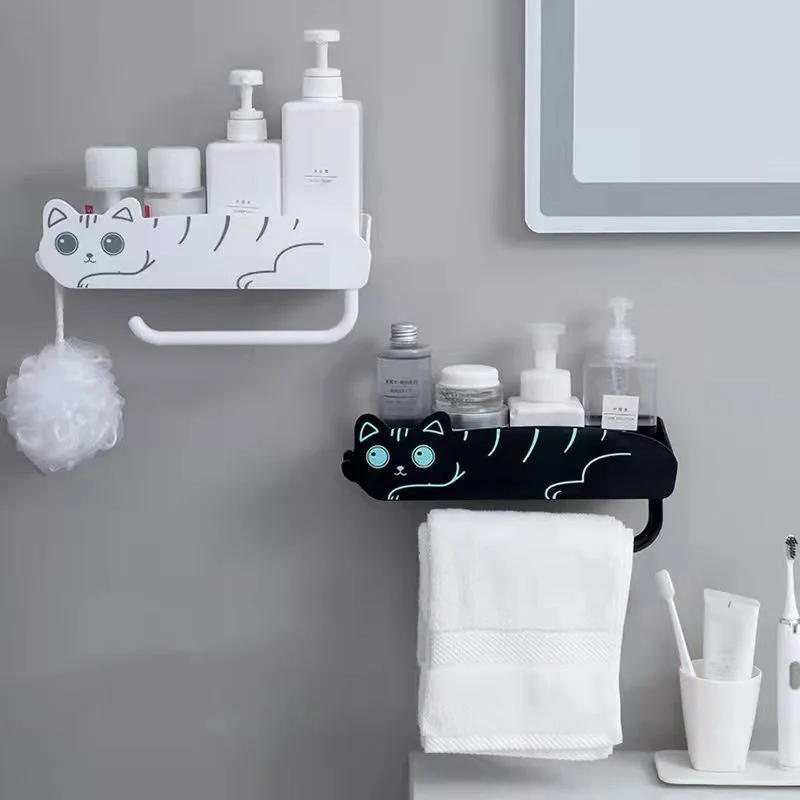 

Bathroom Storage Rack Face Towel Storage Box Wall Hanging New Cartoon Toilet Storage Rack Kitchen Condiment Bottle Holder