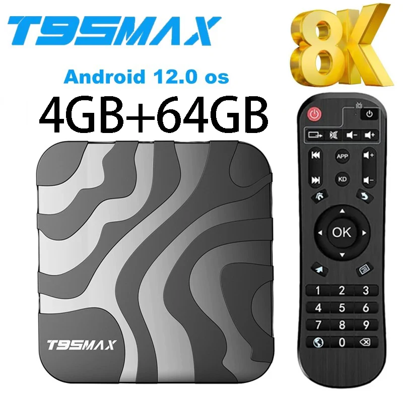 Двухдиапазонный Wi-Fi HD 8K 4K BT4.0 H.265 4 ГБ 16 64 T95 TV Box iptv