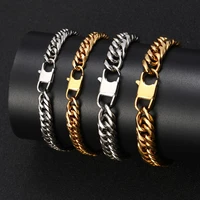 2022 hip hop jewelry fashion simple miami stainless steel luxurious cuban link bracelet for men