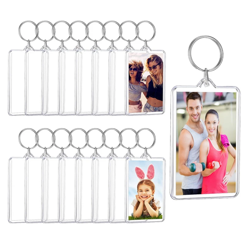 

30pcs Clear Acrylic Keychain Blanks Rectangle Song Key Chain Transparent Keychain Rings for Custom Vinyl and DIY Tags