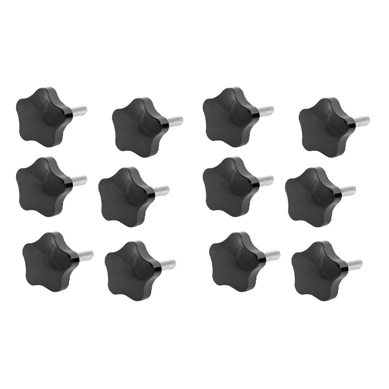 

12 Pcs M8 X 40Mm Thread Replacement Star Hand Knob Tightening Screw Black