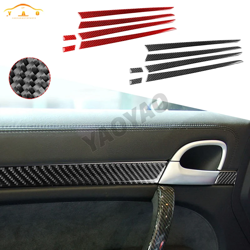 

Interior Door Trim Strip Panel Cover Frame Sticker For Porsche Cayenne S GTS Turbo 2003-2010 Real Carbon Fiber Car Accessories