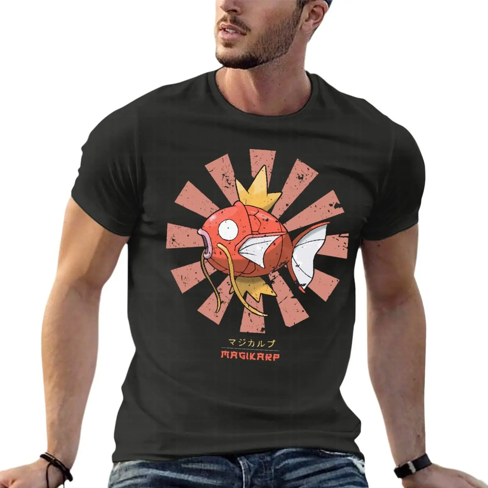 

Magikarp Retro Japanese Monster Of The Pocket Oversized T-Shirts Branded Mens Clothes 100% Cotton Streetwear Large Size Tops Tee