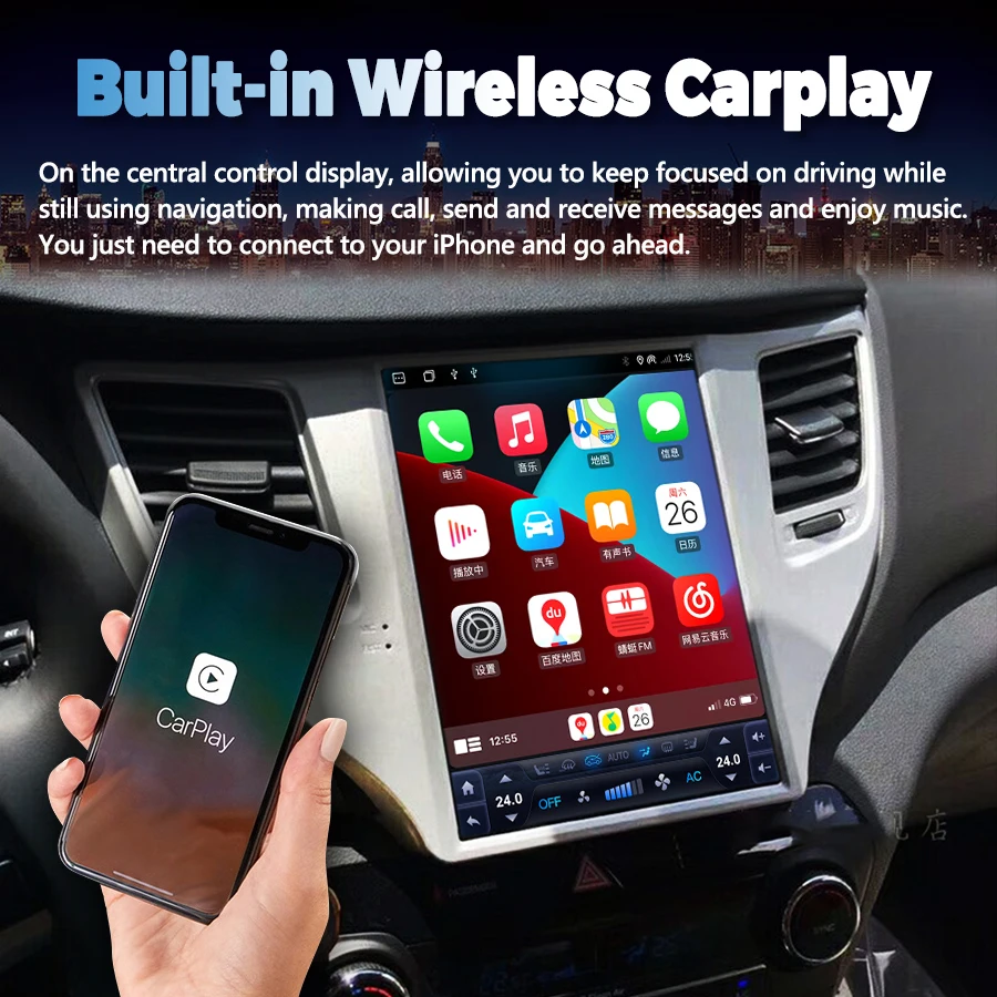 10 4-дюймовый экран Tesla 128 ГБ автомобильная мультимедийная GPS-навигация для Hyundai Tucson