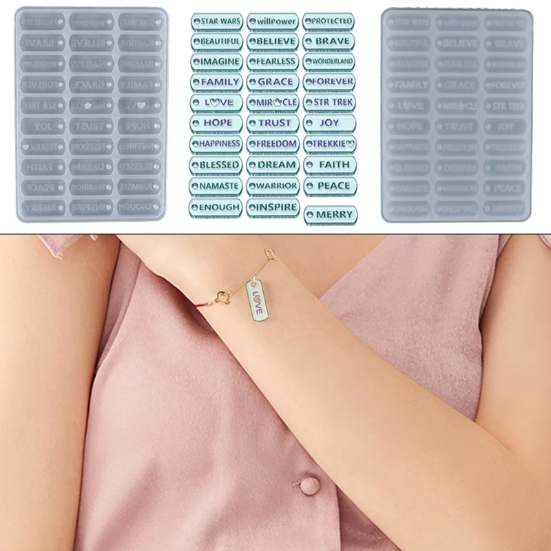 

Inspirational English Pendant Bracelet Jewelry Silicone Mold DIY Crystal Epoxy Resin Mould for DIY Crafts Keychain Bag Ornaments
